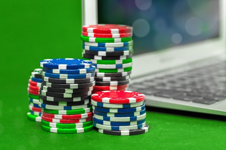Multi-camera live casino studio showing dealer, cards, and betting interface at raja5k